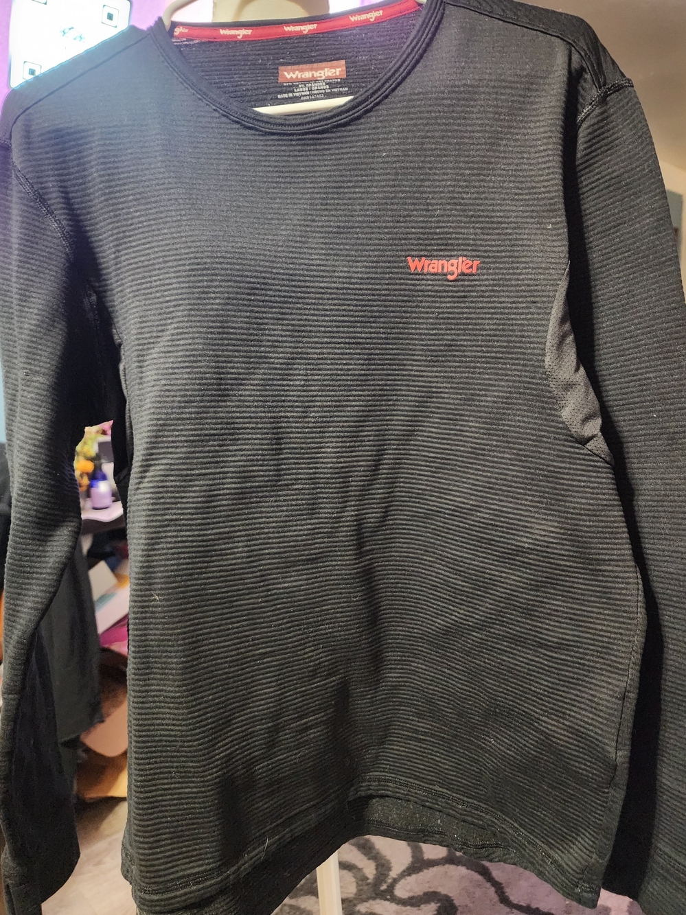 Wrangler Women's Long Sleeve Black Crewneck Top Sz Lrg